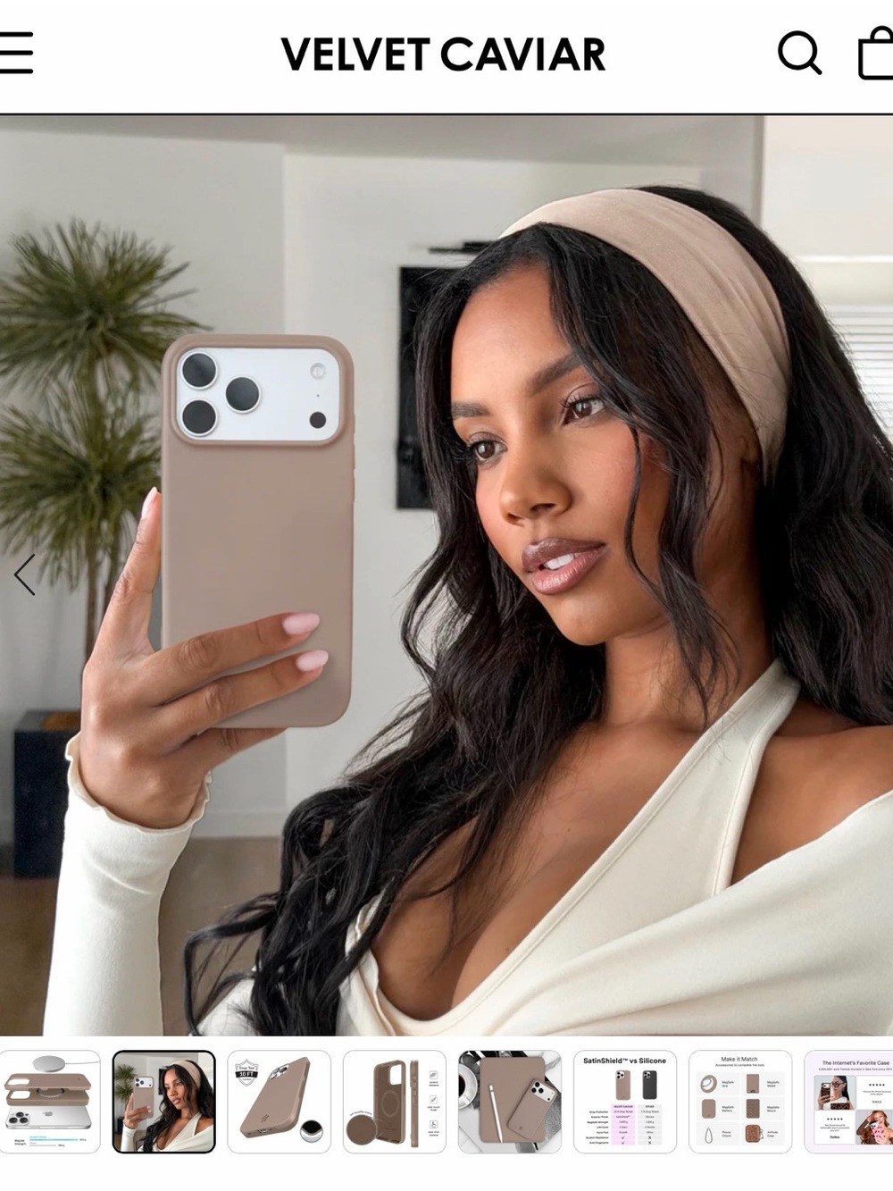 Velvet Caviar Cashmere Taupe case with loop
